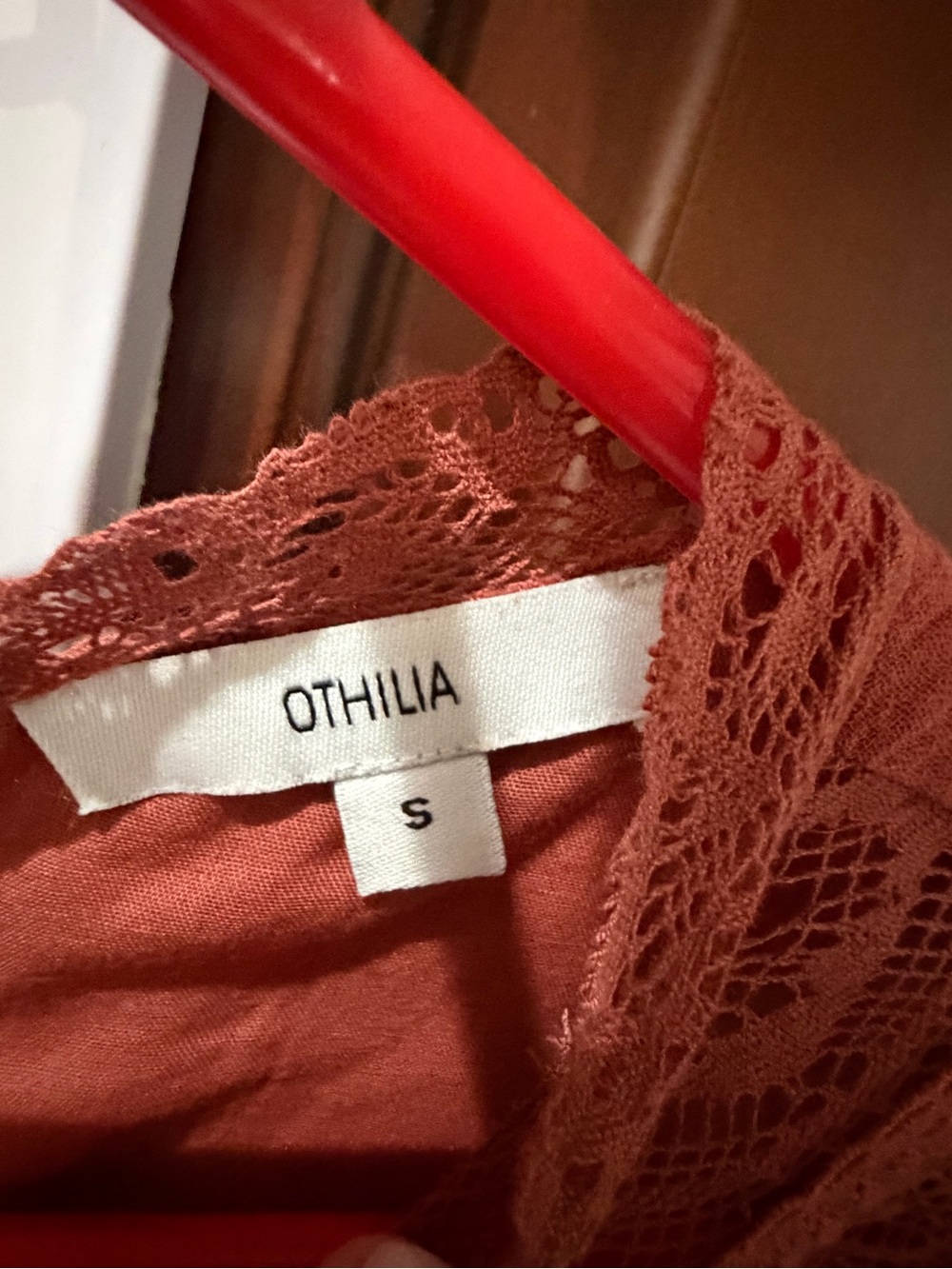 Anthropologie Othilia Rust Ruffle Lace Yoke Mini Dress - Picture 5 of 8